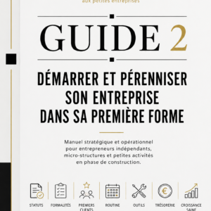 GUIDE 2 — DÉBUTER, STRUCTURER ET PÉRENNISER SON ENTREPRISE DANS SA PREMIÈRE FORME